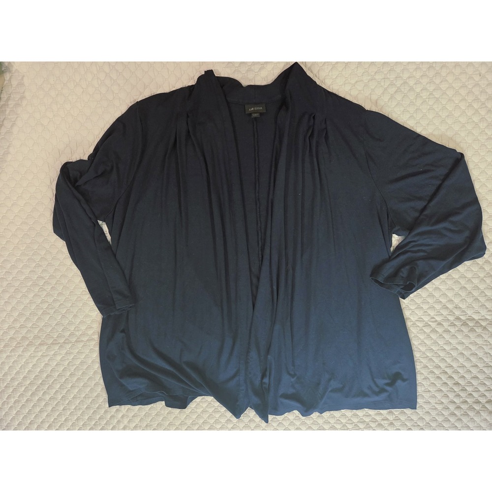 J. Jill Wearever Navy Blue Open Front Draped Cardigan Plus Size 3X Rayon Spandex